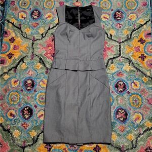 Express Design Studio Sweetheart Neck Peplum Waist Dress Grey Women's 2